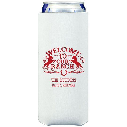 Welcome To Our Ranch Collapsible Slim Koozies